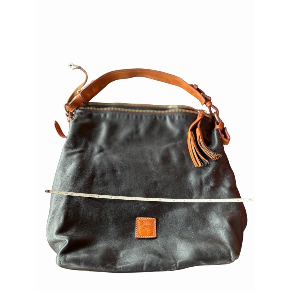 Large Dooney & Bourke Black Tote Bag Leather Strap & Tassle